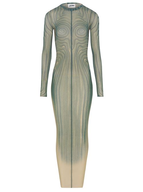 Spiral Printed Mesh Long Dress with Ruffles JEAN PAUL GAULTIER | 2534FRO390T5870351